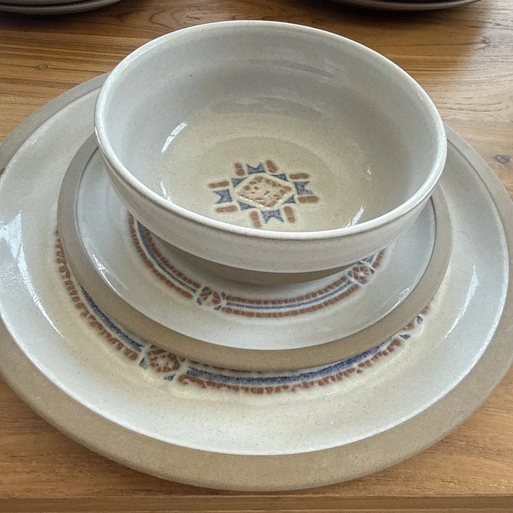 Vintage 18 Pieces Midwinter Stonehenge Marin Dinner/Bread Plates and Bowls Set 6